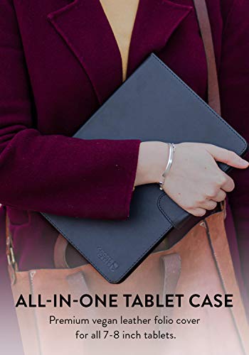 COOPER Infinite Executive Universal Tablet Keyboard Case for 7, 7.9, 8 inch | Tablet Case with Keyboard & 2-in-1 Leather Folio Cover | Bluetooth, Wireless, Hotkeys | Android, Windows, iPadOS (Black)