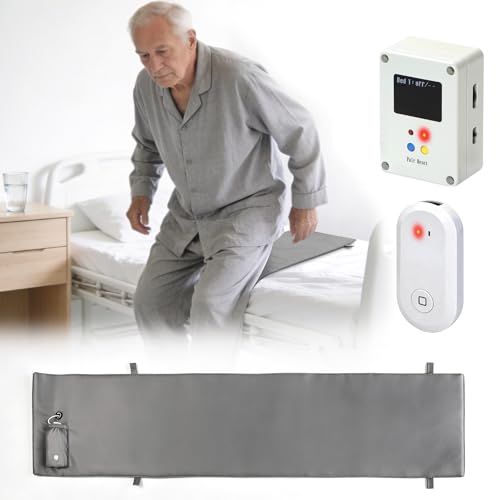 TOOCUST Bed Alert System for Seniors,40 Inch Extra Long Smart Bed Exit Monitor Mat with Dual Care Call Button Motion Reminder Pager for Household Bedroom and Residential Living