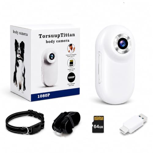 1080P Dog & Cat Camera Collar with 64GB Card, Mini Wearable POV Camera for Humans, Wireless Pet Cam for Video/Photo, Portable Sport Action Camera with Multi-Mount Accessories for Vlogging & Pets