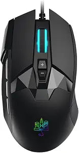 MOJO Pro Performance Silent Gaming Mouse - Wired Mouse with 9 Programmable Buttons Including Sniper Key, 12000 DPI, 1000 Hz, Force Adjustable, Custom Profiles