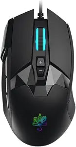 MOJO Pro Performance Silent Gaming Mouse - Wired Mouse with 9 Programmable Buttons Including Sniper Key, 12000 DPI, 1000 Hz, Force Adjustable, Custom Profiles