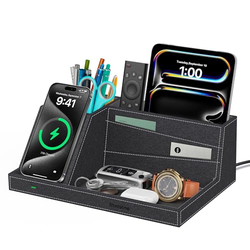 Wireless Charger with Desk Organizer, Fast Charging Station