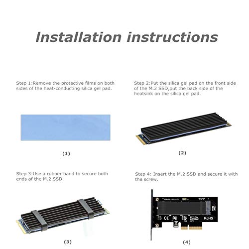 M.2 NVME to PCIe 4.0 x4 Adapter with Aluminum Heatsink Solution