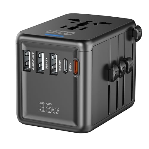 Universal Travel Adapter, 35W PD Fast Charging, 5 USB C/A Ports