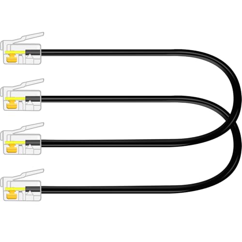 NECABLES 2Pack 6 Inch Short RJ9 Cable 4P4C Phone Cord Telephone Cable