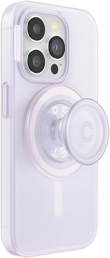 PopSockets iPhone 15 Pro Phone Case with MagSafe, Wireless Charging Compatible, White - Opalescent Clear