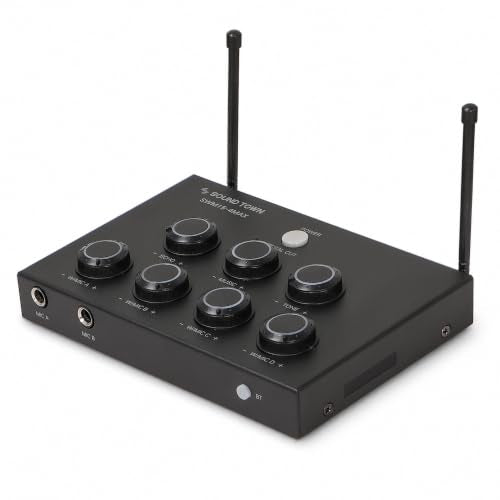 Sound Town 32-Channel Wireless Microphone Karaoke Mixer with 4 Rechargeable Metal Mics, Optical (Toslink), AUX for Smart TVs, Soundbars & Home Receivers, Tablet, PC (SWM15-4MAX)