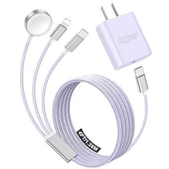 Travel Essentials Multi Charging Cable with 20W Charger Block