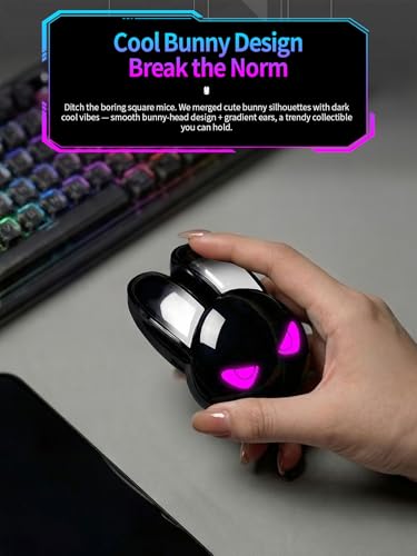 Wireless Gaming Mouse, RGB Light Eyes, Evil Bunny Design, 2.4G/BT