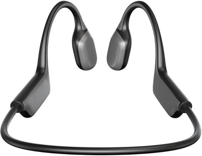 SA04 Black Bone Conduction Headphones Lightweight Open-Ear Wireless Bluetooth Sport Headphones with Microphones, Sweatproof Waterproof Wireless Earphones for Running, Gym, Hiking, Cycling