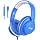 KVIDIO USB C Headphone Wired with Mic, Over Ear Headphones for School,Blue
