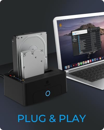 ICY BOX Dual-Bay Hard Drive Docking Station for 2.5 & 3.5 SSD HDD Up to 60TB , USB C 3.0 to SATA I/II/III Hard Drive Enclosure Reader with Offline Clone and Duplicator Function Tool Free Plug&Play