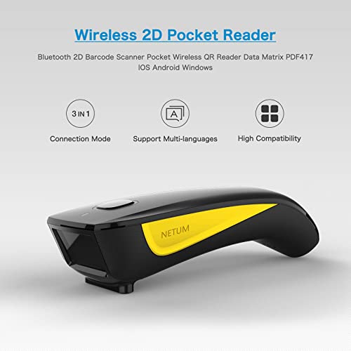 NETUM Mini Barcode Scanner Bluetooth Compatible, Portable Bar Code Reader