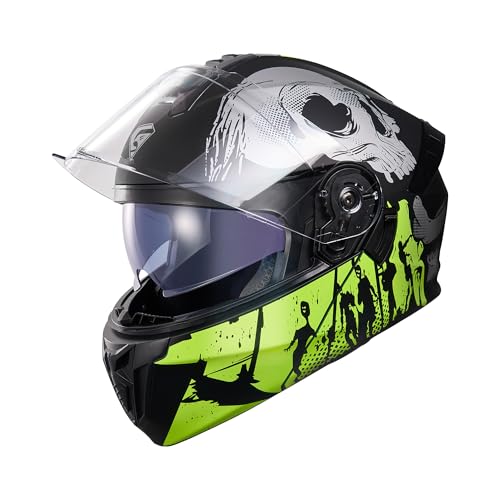 KYPARA Motorcycle Dual Visor Flip up Modular Full Face Helmet with DOT Certification of Impressionism