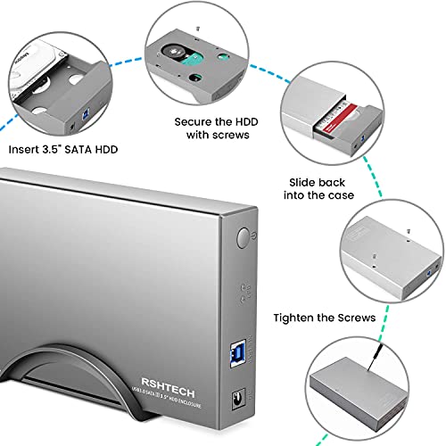 RSHTECH 3.5 Hard Drive Enclosure,Aluminium USB 3.0 to SATA Dock RSH-339
