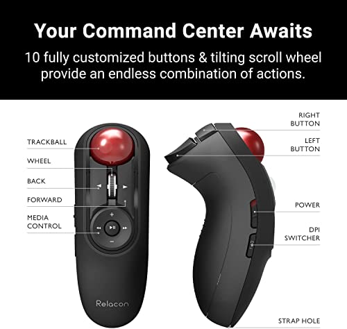 ELECOM Relacon Handheld Trackball Mouse 2.4GHz Wireless M-RT1DRBK