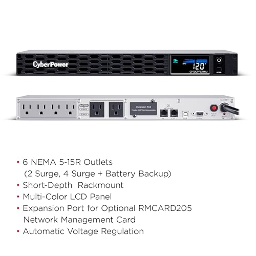 CyberPower CP700PFCRM1U PFC Sinewave UPS Battery Backup and Surge Protector