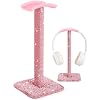 Pink Headphone Stand for Desk, Cute Rhinestone Bling Headset Holder
