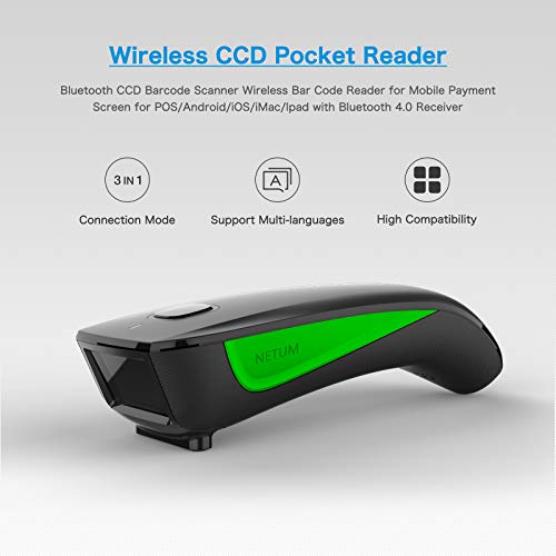 NETUM Mini Barcode Scanner Bluetooth Compatible, Portable Bar Code Reader