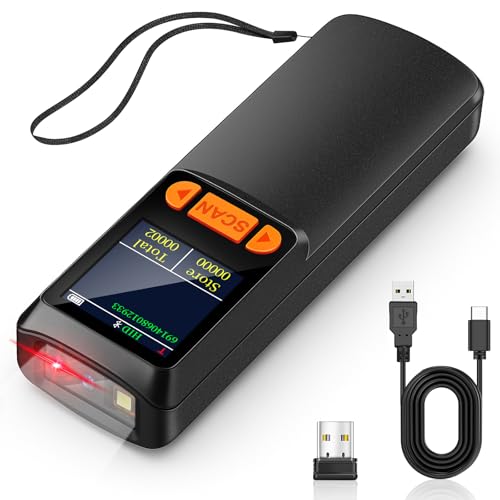 KUIIYER Mini Barcode Scanner, 2D QR 1D Bluetooth Wireless Bar Code Reader
