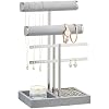 Jewelry Organizer Stand for Necklaces, Bracelets, Earrings, Rings, Grey