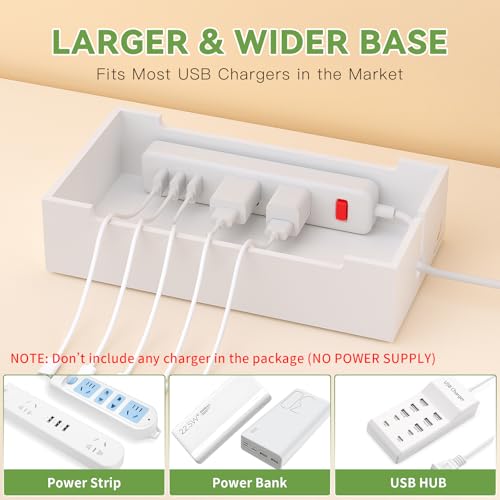 Pezin & Hulin Cable Management Box, Wire Organizer for Cords-Natural+White