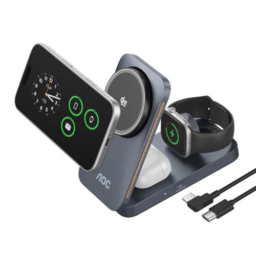 AOC GW300 25W Qi2.2-Certified 3-in-1 Foldable Wirele | Wireless Charge - Image 2