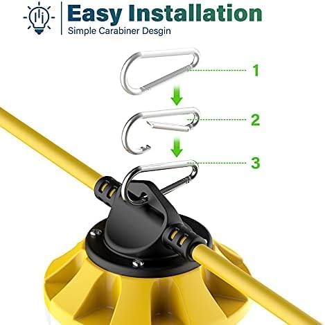 Construction Lights String Temporary Lighting,100ft Work String with 10 Integrated Jobsite LED Lights 10000LM Super Bright, Carabiner Hooks - 10 Bulbs