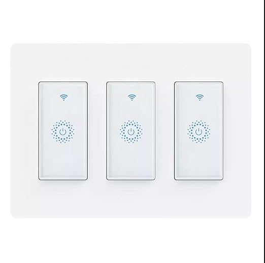 Nexete Smart Wi-Fi Wall Light Switch,Compatible with Alexa Google Assistant & IFTTT Single Pole Smart Switch 3-Pack with 3-Gang Plate