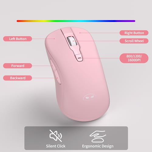 MAGEGEE Wireless Keyboard and Mouse Combo, 2.4G Full Size RGB Keyboard with 104 Keys, Rechargeable Wireless Mouse with 3 DPI, Ergonomic Computer Keyboard and Mouse Set for Windows Mac Laptop PC - Image 7