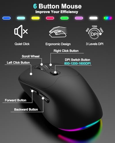 Wireless Keyboard and Mouse Combo, 7 Backlit Effects, Light Up Letters