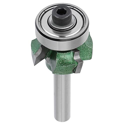 Tbest Edge Trimming Tool,Router Bits,Router Bit for Banding,4 Teeth Trimming Cutter,Flush-Trim Cut,Tungsten Steel,1/4 Shank,19mm Bearing,65g,4 Flutes