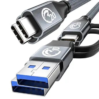 2Pack 6.6FT USB C Cable with USB to USB C Adapter, 20Gbps USB C 3.2 Cable