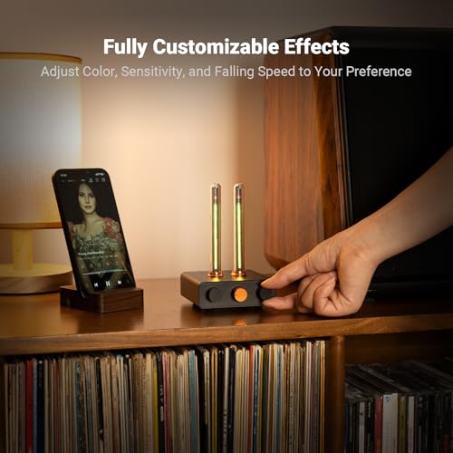 Fosi Audio Music Visualizer, Sound Pickup Spectrum Analyzer, Vintage Tube RGB Ambient Light and Banana Plugs for Speaker Wire, 2 Pairs/4 PCS Gold Plated Speaker Plugs for Home Audio Stereo Amplifier