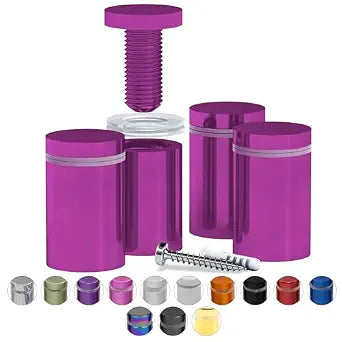 4 Pcs Stainless Steel Standoff Screws (Pink) - ½” x 1” Screws for Acrylic, Wood, and Glass Signage - Sign Standoffs Wall Mount for Frames, Advertisements, and Displays