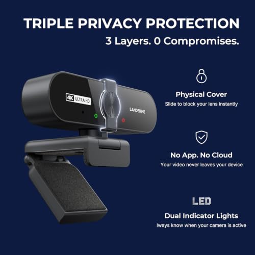 4K Webcam with Microphone, Triple Privacy Protection | Computer Access - Image 3