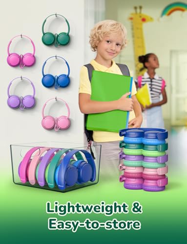 iClever Kids Headphones 5 Pack for Students K-12 & Teachers Classroom/Study