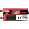 1000W Power Inverter 12V DC to 110V/240V AC Converter Dual Outlets and 4 2.1A USB with Universal and Cord and Battery Clamps 12Vto110V(12Vto230V)