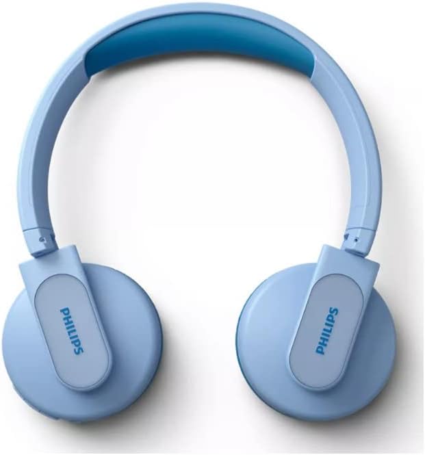 Philips K4206 Kids Wireless On-Ear Headphones, Bluetooth + Cable Connection, 85dB Limit for Safer Hearing, Built-in Mic, 28 Hours Play time, Parental Controls via Philips Headphones, Blue