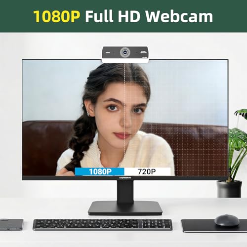 Webcam for PC,HD 1080P USB Plug-and-Play Computer Web Camera, HighDefinition Webcam for Desktop Laptop,Ideal for Online Class, Video ConferenceLive Streaming & Gaming