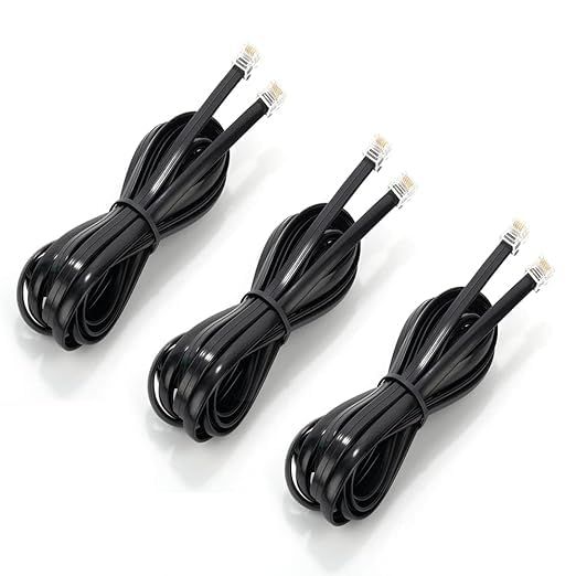 elephone landline Extension Cord Cable, with Standard RJ-11 6P4C Plug (Black, 10 FT)