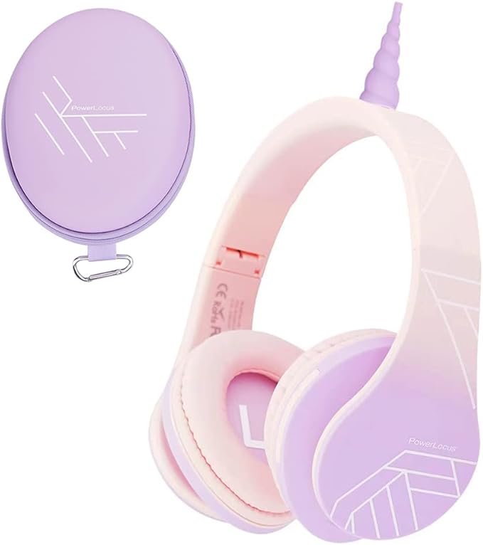 PowerLocus Kids Headphones Over-Ear, Bluetooth Wireless Headphones for Kids,with Microphone, Safe 85DB Volume Limited, Foldable with Carry Case, Audio Cable, Micro SD mode for Online Classes,PC,Phones