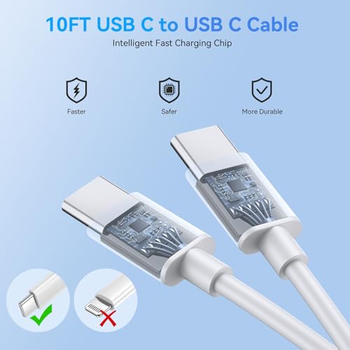 45W Samsung Charger Fast Charging,2Pack Dual Port Super Fast USB C Charger Block,Quick Type C Chargers Adapter 10FT Long USB C Cable for Samsung Galaxy S25 Ultra/S25+/S25/S24/S23/S22/S21/S20/Note20/10 - Image 6
