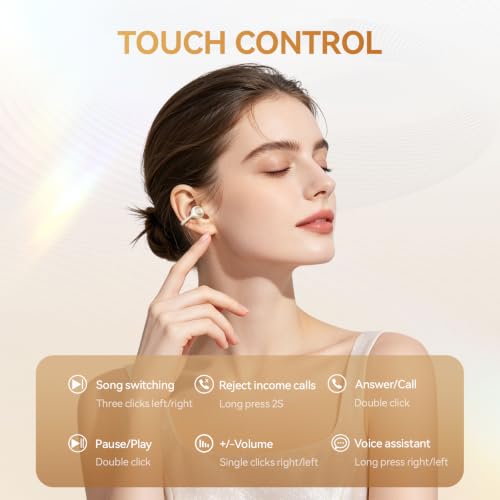 Open Ear Clip On Earbuds Wireless Headphones with Mirror(Skin)