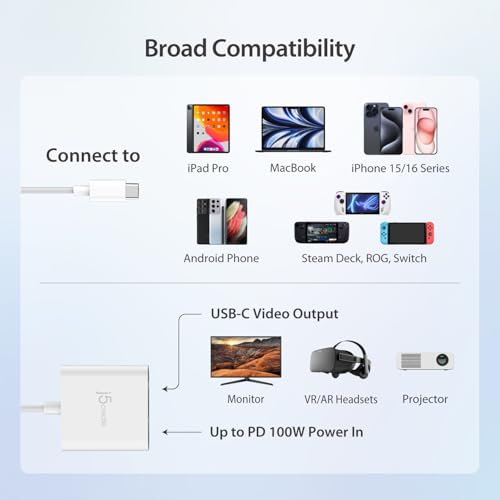 j5create AR/VR Glasses USB-C Video and Charging Adapter, Support 4K@240Hz - Image 7