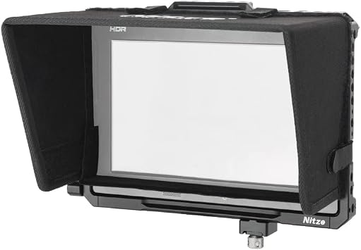 Nitze 7 inch Monitor Cage w Sunhood HDMI USB-C Cable Clamp Compatible with Blackmagic Design BMD Video Assist 12G HDR Recording