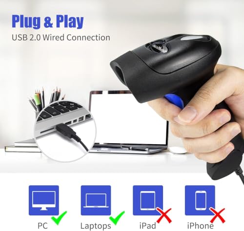NetumScan USB 1D Barcode Scanner, Handheld Wired CCD Barcode Reader (1)