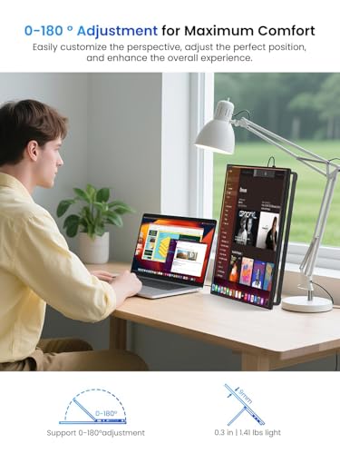UPERFECT Portable Monitor 15.6", 125% sRGB Ultra-Slim Laptop Monitor with Protective Sleeve, Built-in Adjustment Stand | Speaker | VESA, HDMI USB-C Plug & Play Second Screen for Phone Game Console