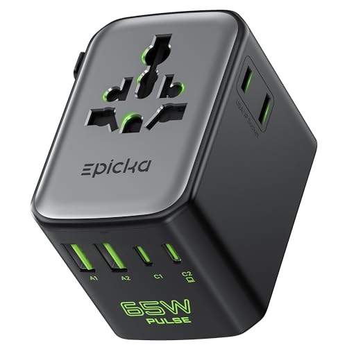 Epicka Pulse Duo 65W Universal Travel Adapter PD/QC 3.0, 2AC/2USB-C/2USB-A