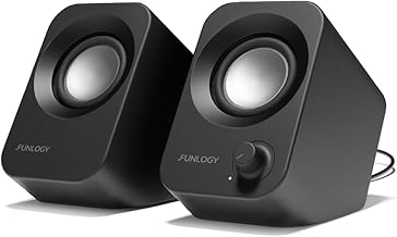FUNLOGY Speaker - 14W Stereo PC Speakers, USB Powered, Compact Size with 30° Tilt Design, Volume Dial Control, for Desktop, Laptop, Monitor, Gaming Consoles, Black - Image 1